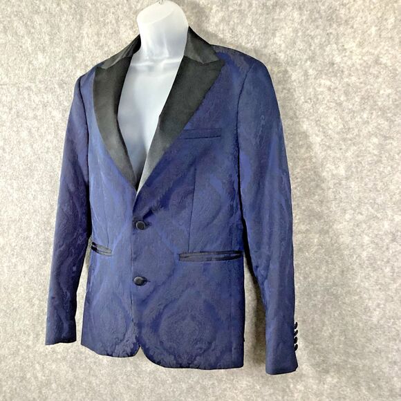 INC International Womens Jacquard Two Button Tuxedo Smoking Jacket Satin Small - Picture 5 of 16